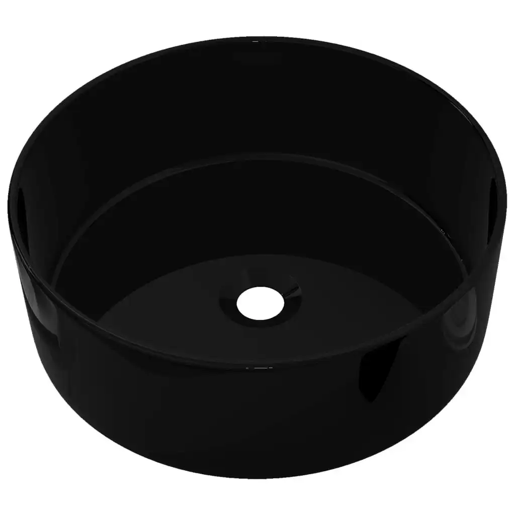 Basin Ceramic Round Black 40x15 cm 142737