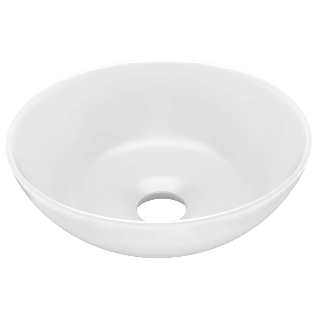 Bathroom Sink Ceramic Matt White Round 146976