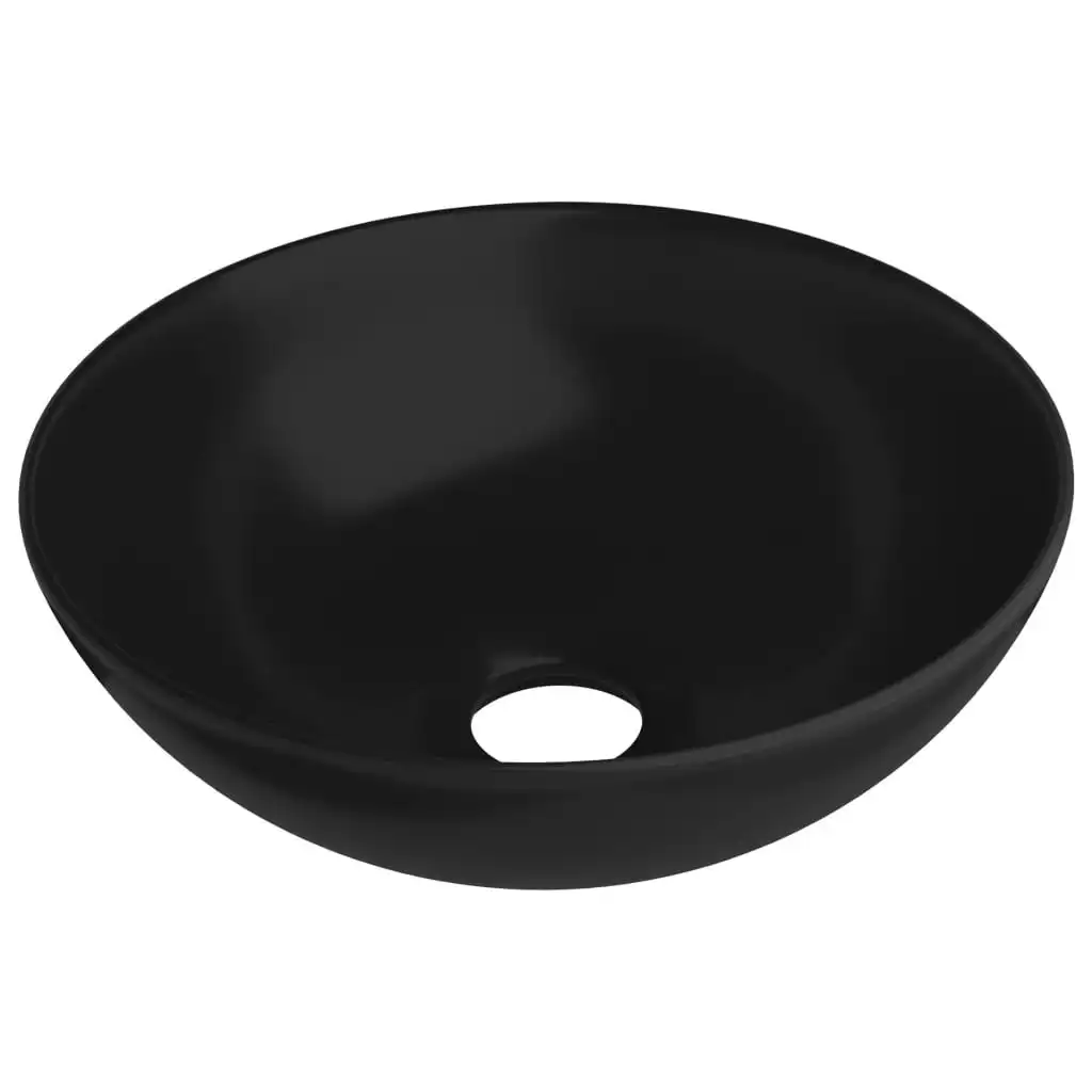 Bathroom Sink Ceramic Matt Black Round 146986