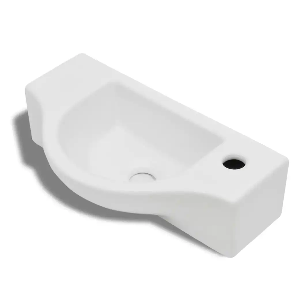 Ceramic Bathroom Sink Basin with Faucet Hole White 141930