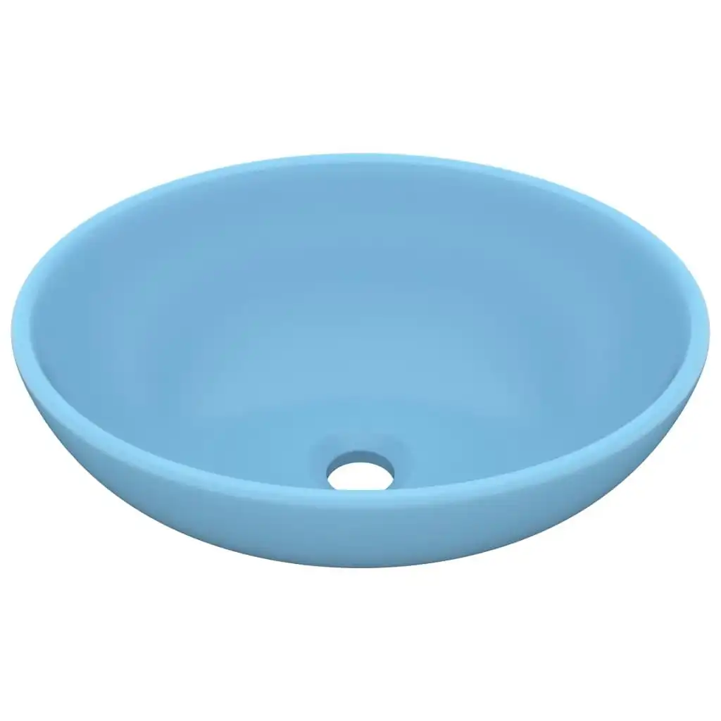 Luxury Basin Oval-shaped Matt Light Blue 40x33 cm Ceramic 146923