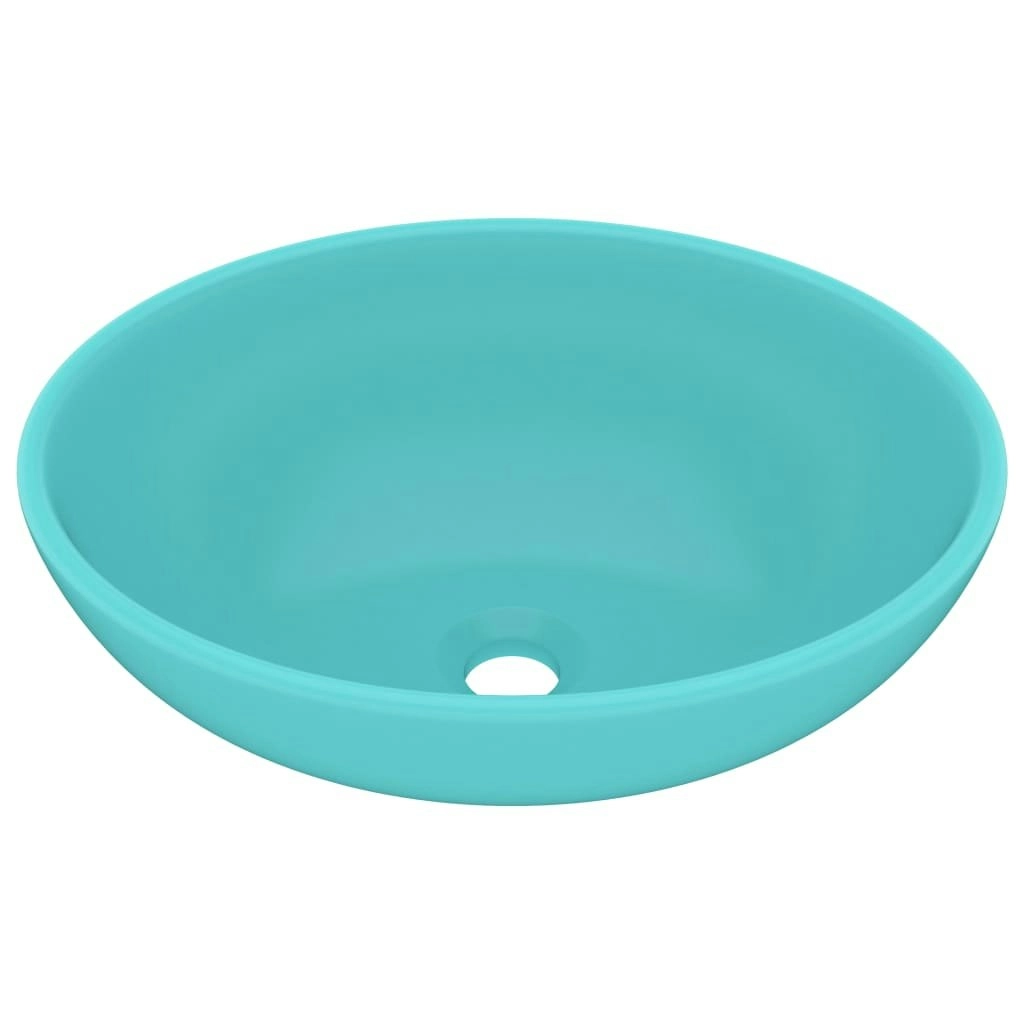 Luxury Basin Oval-shaped Matt Light Green 40x33 cm Ceramic 146925