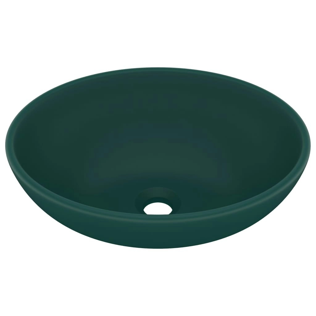 Luxury Basin Oval-shaped Matt Dark Green 40x33 cm Ceramic 146926