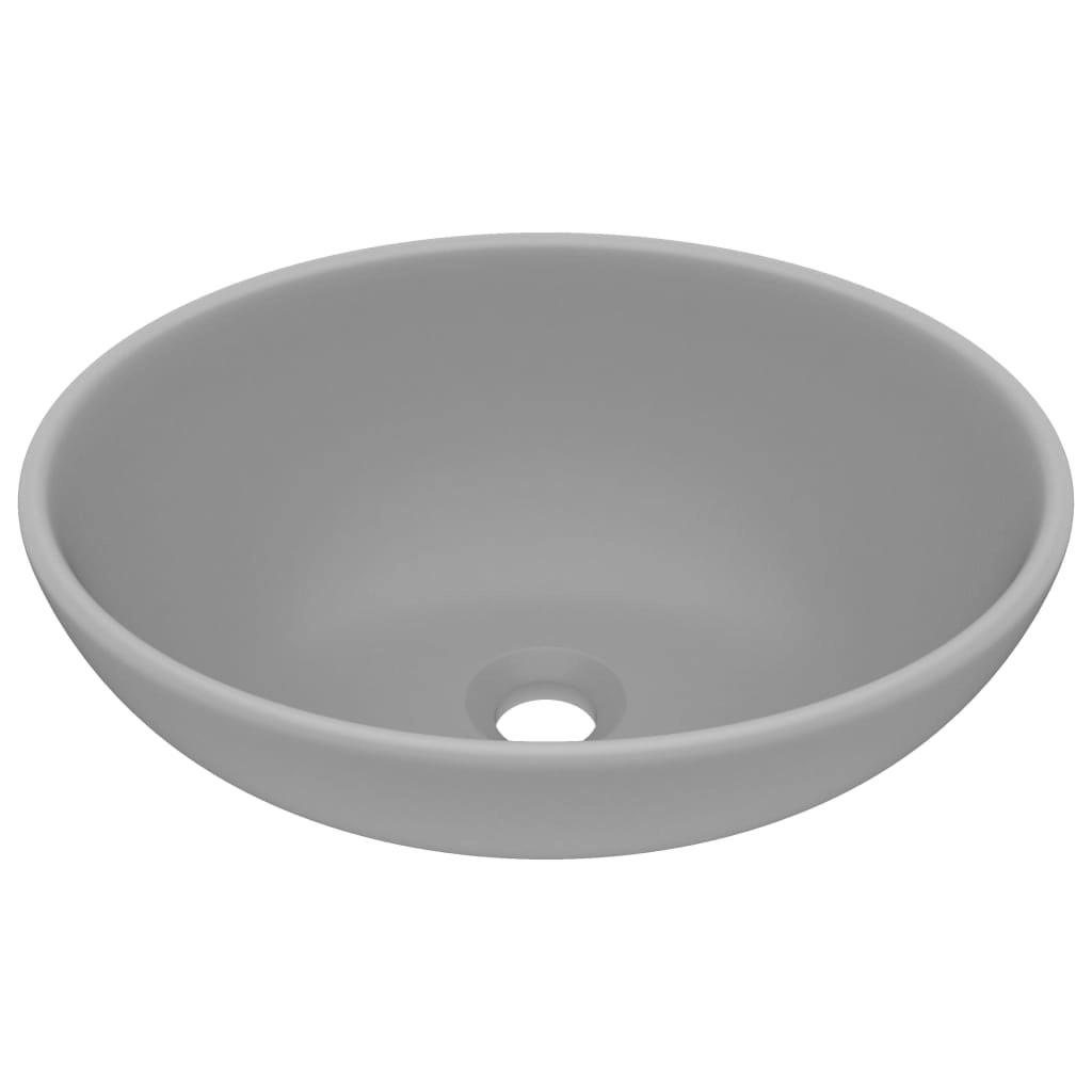 Luxury Basin Oval-shaped Matt Light Grey 40x33 cm Ceramic 146927