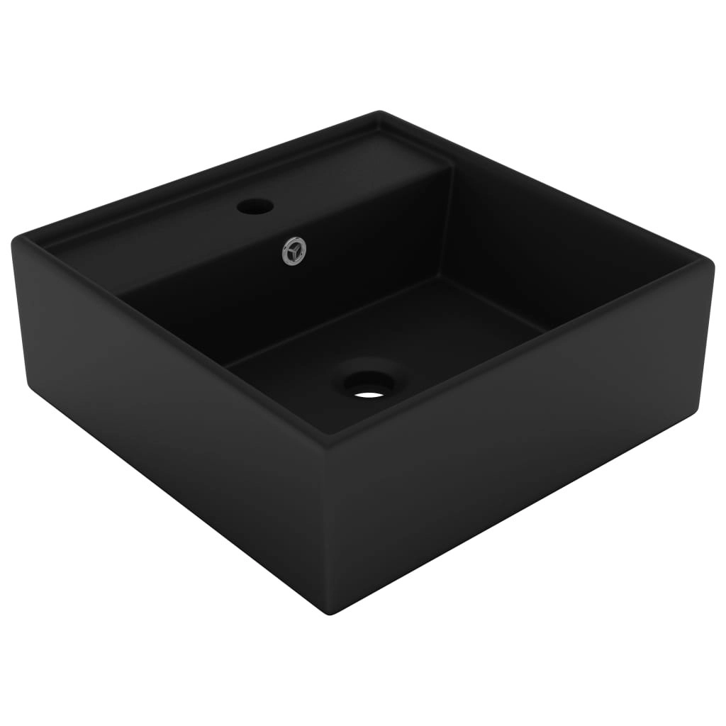 Luxury Basin Overflow Square Matt Black 41x41 cm Ceramic 146953