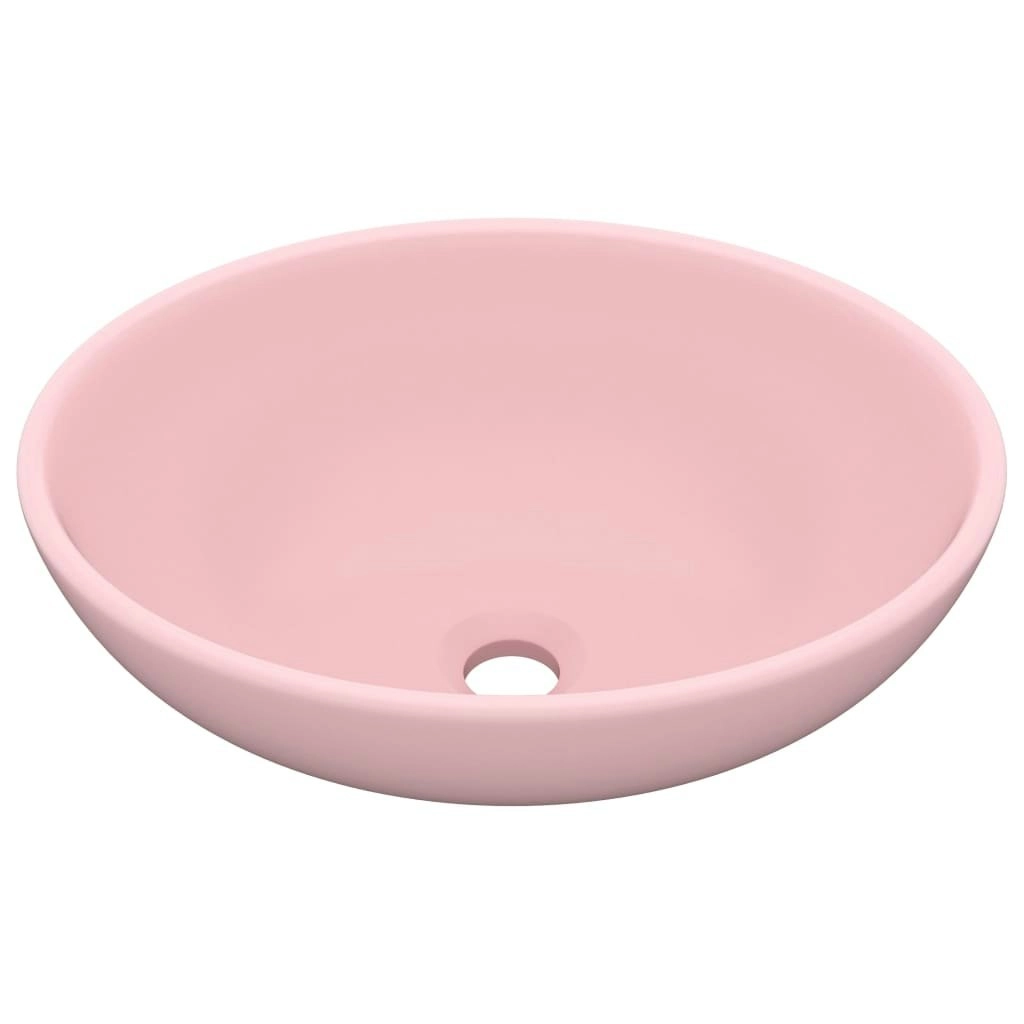 Luxury Basin Oval-shaped Matt Pink 40x33 cm Ceramic 146922