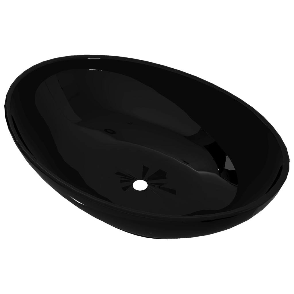 Luxury Ceramic Basin Oval-shaped Sink Black 40 x 33 cm 140675