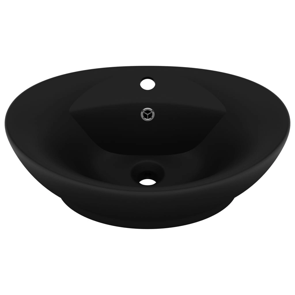 Luxury Basin Overflow Oval Matt Black 58.5x39 cm Ceramic 146942