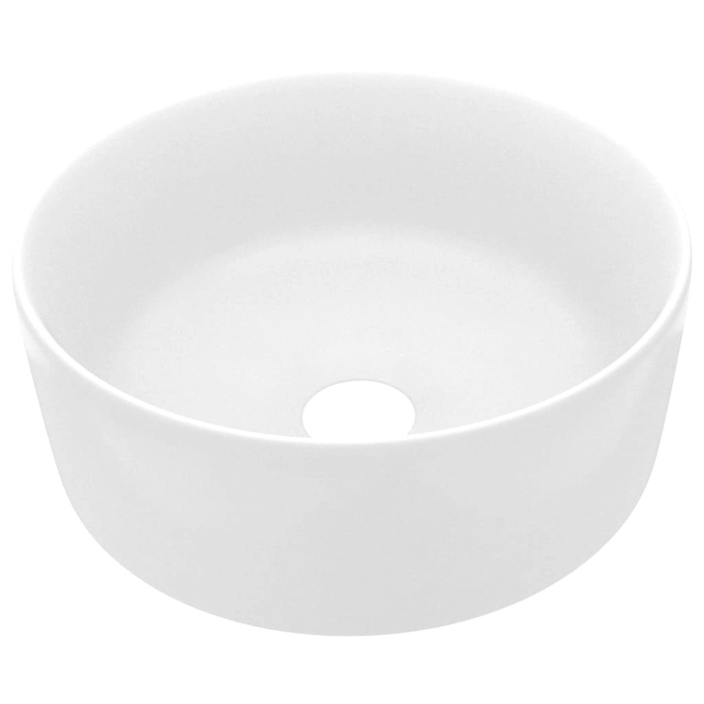 Luxury Wash Basin Round Matt White 40x15 cm Ceramic 147009