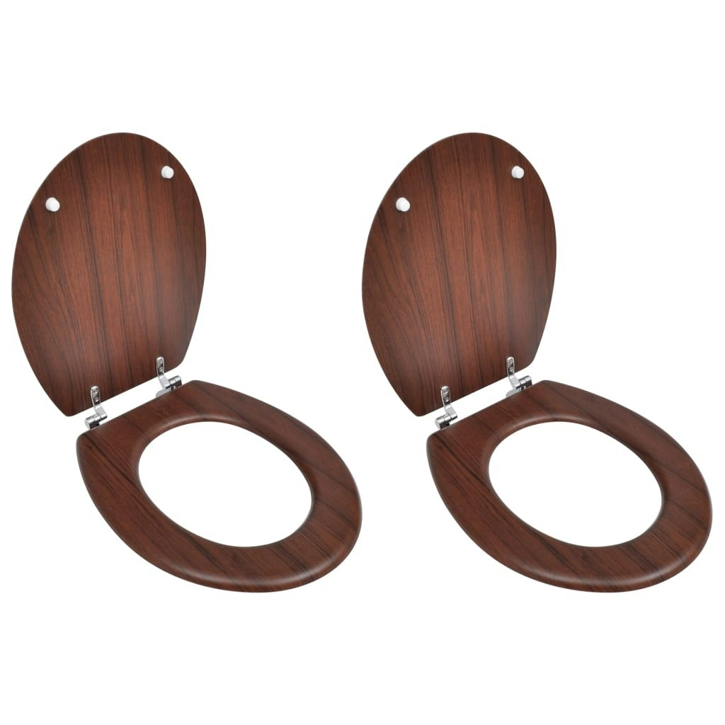 Toilet Seats with Lids 2 pcs MDF Brown 275909