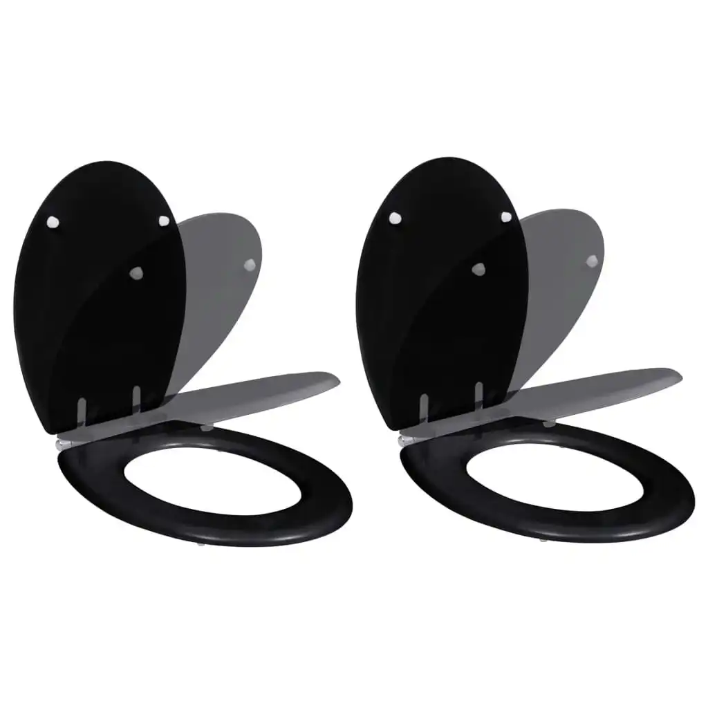 Toilet Seats with Soft Close Lids 2 pcs MDF Black 275905