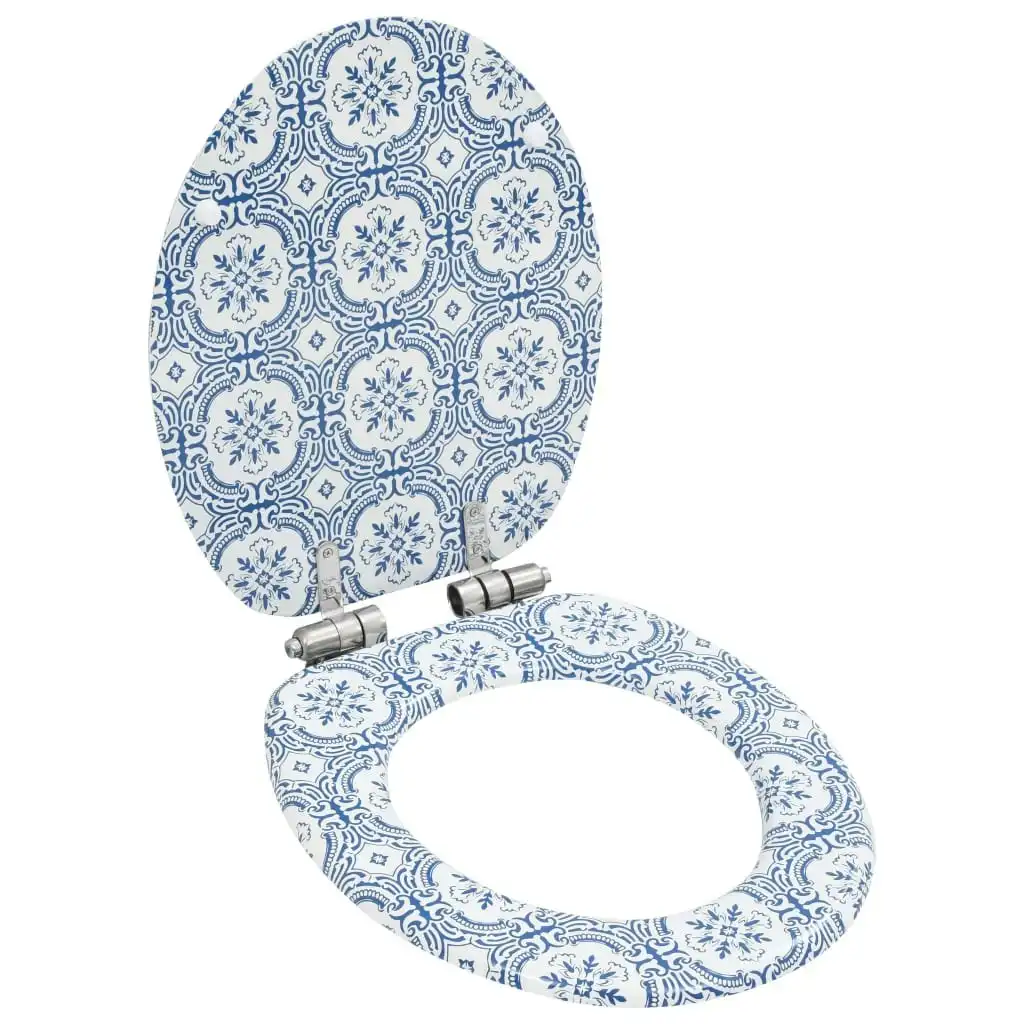 WC Toilet Seat with Soft Close Lid MDF Porcelain Design 143934