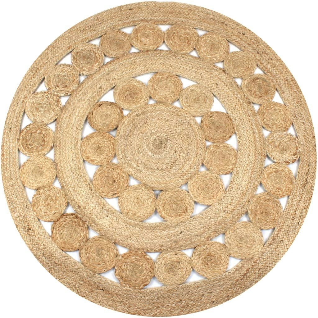 Area Rug Braided Design Jute 120 cm Round 245343