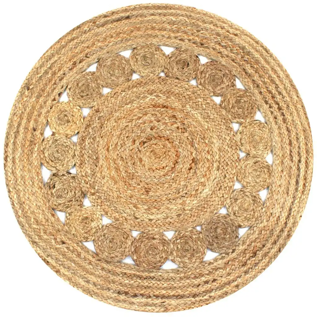 Area Rug Braided Design Jute 90 cm Round 245342