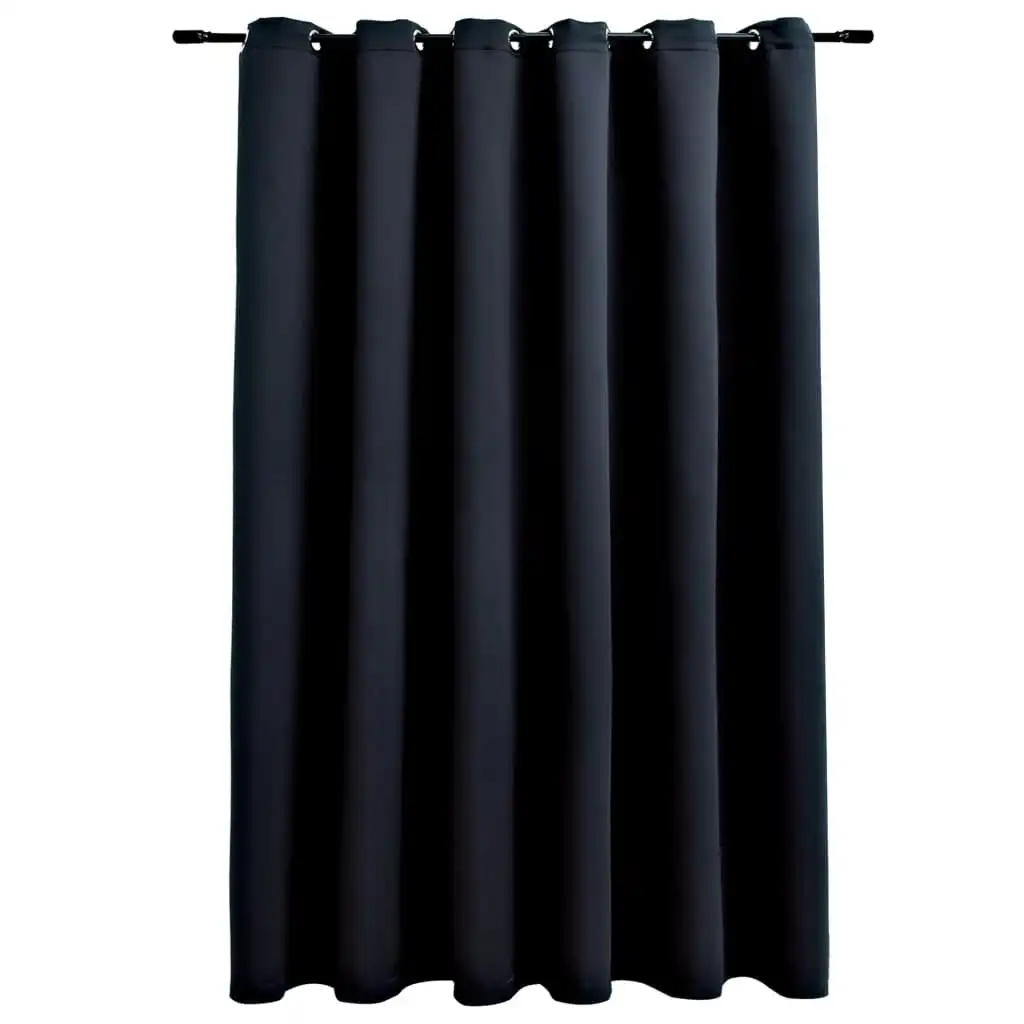 Blackout Curtain with Metal Rings Black 290x245 cm 134413