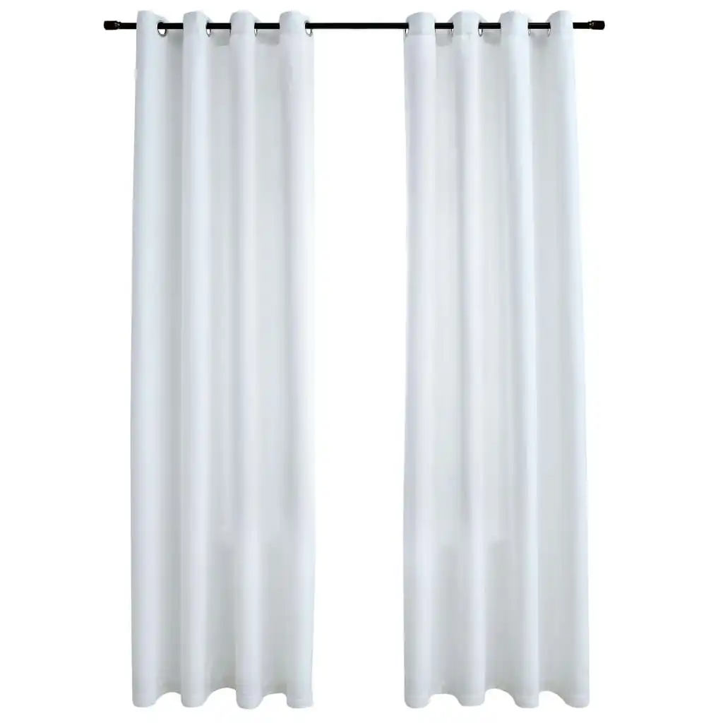 Blackout Curtains with Metal Rings 2 pcs Off White 140x245 cm 134484