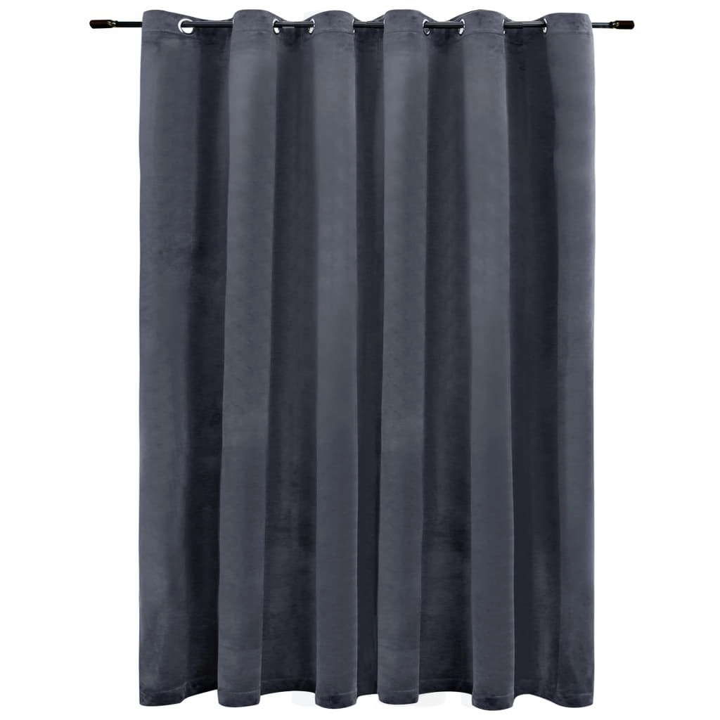 Blackout Curtain with Metal Rings Velvet Anthracite 290x245 cm 134499