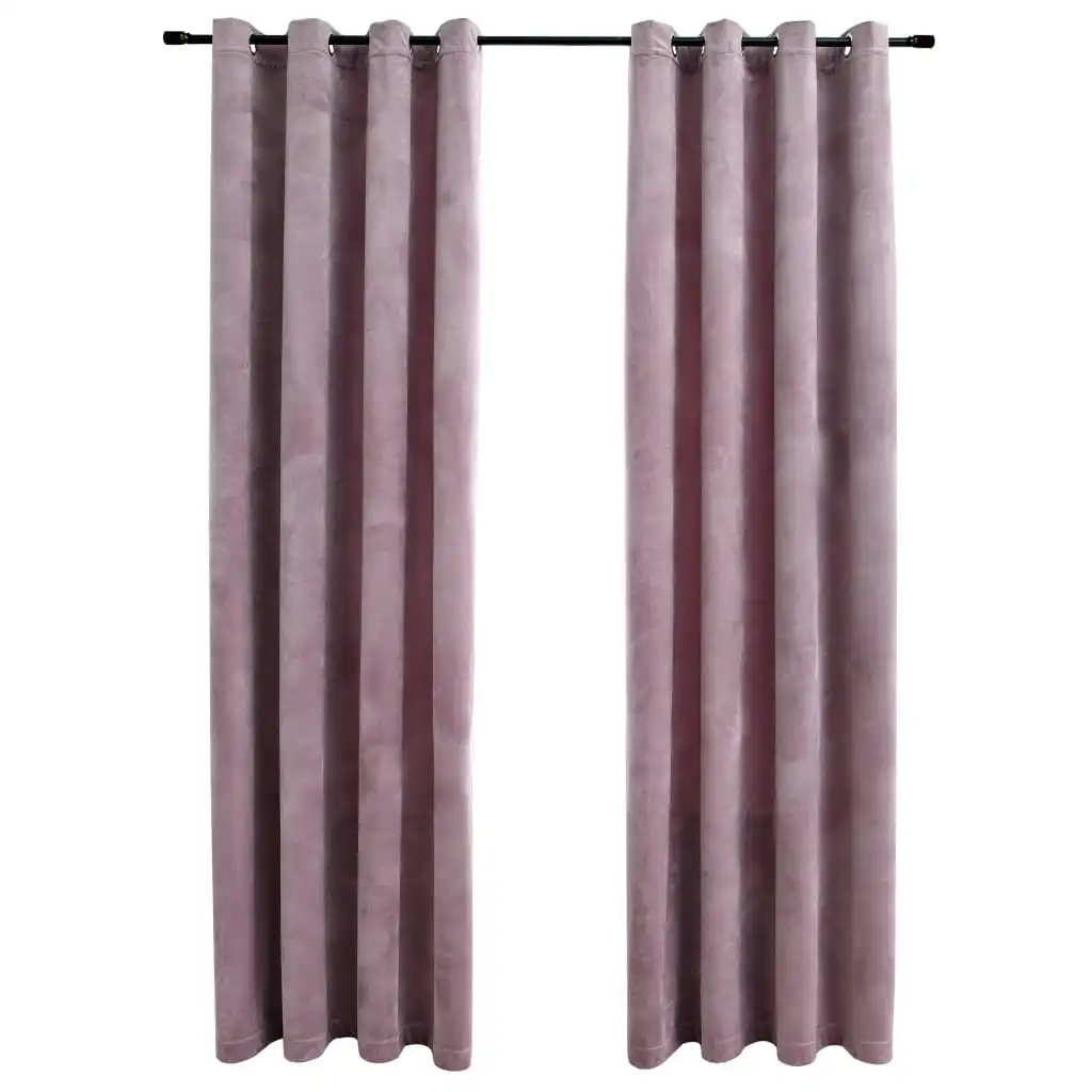 Blackout Curtains with Rings 2 pcs Velvet Antique Pink 140x245 cm 134522