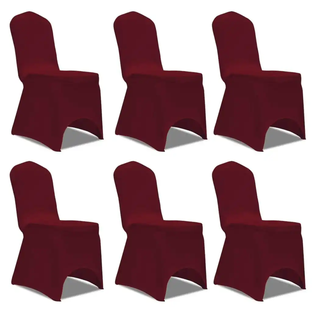 Chair Cover Stretch Burgundy 6 pcs 241200