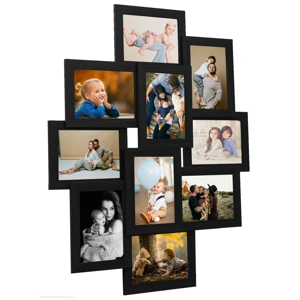 Collage Photo Frame for Picture 10 pcs 10x15 cm Black MDF 332782