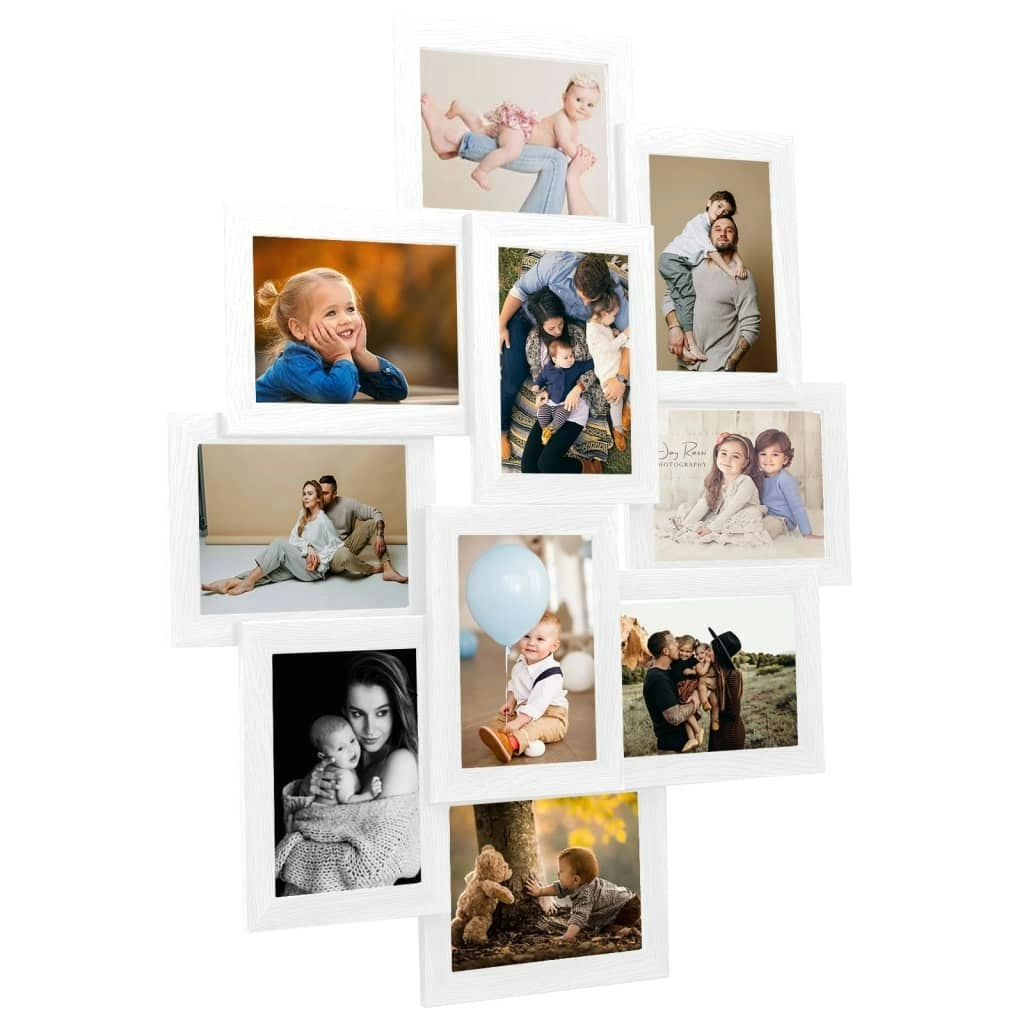 Collage Photo Frame for Picture 10 pcs 10x15 cm White MDF 332780