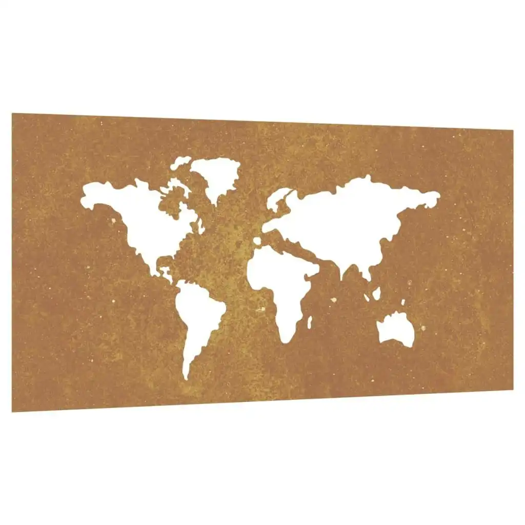 Garden Wall Decoration 105x55 cm Corten Steel World Map Design 824498