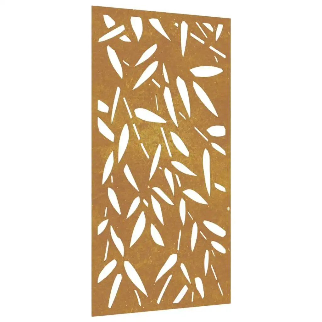 Garden Wall Decoration 105x55 cm Corten Steel Bamboo Leaf Design 824483