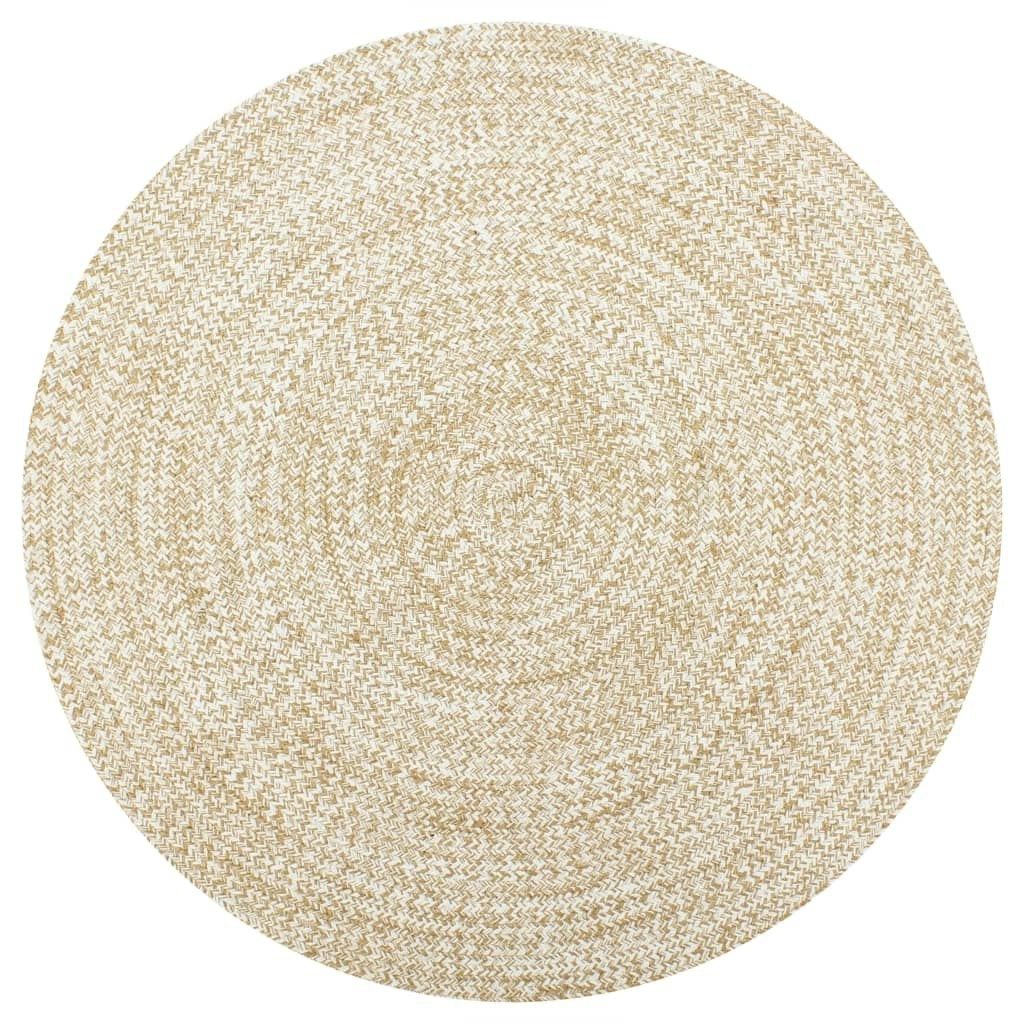 Handmade Rug Jute White and Natural 120 cm 133723