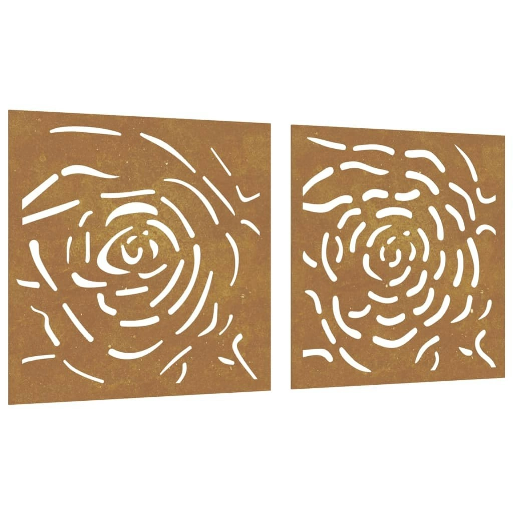 Garden Wall Decorations 2 pcs 55x55 cm Corten Steel Rose Design 824507