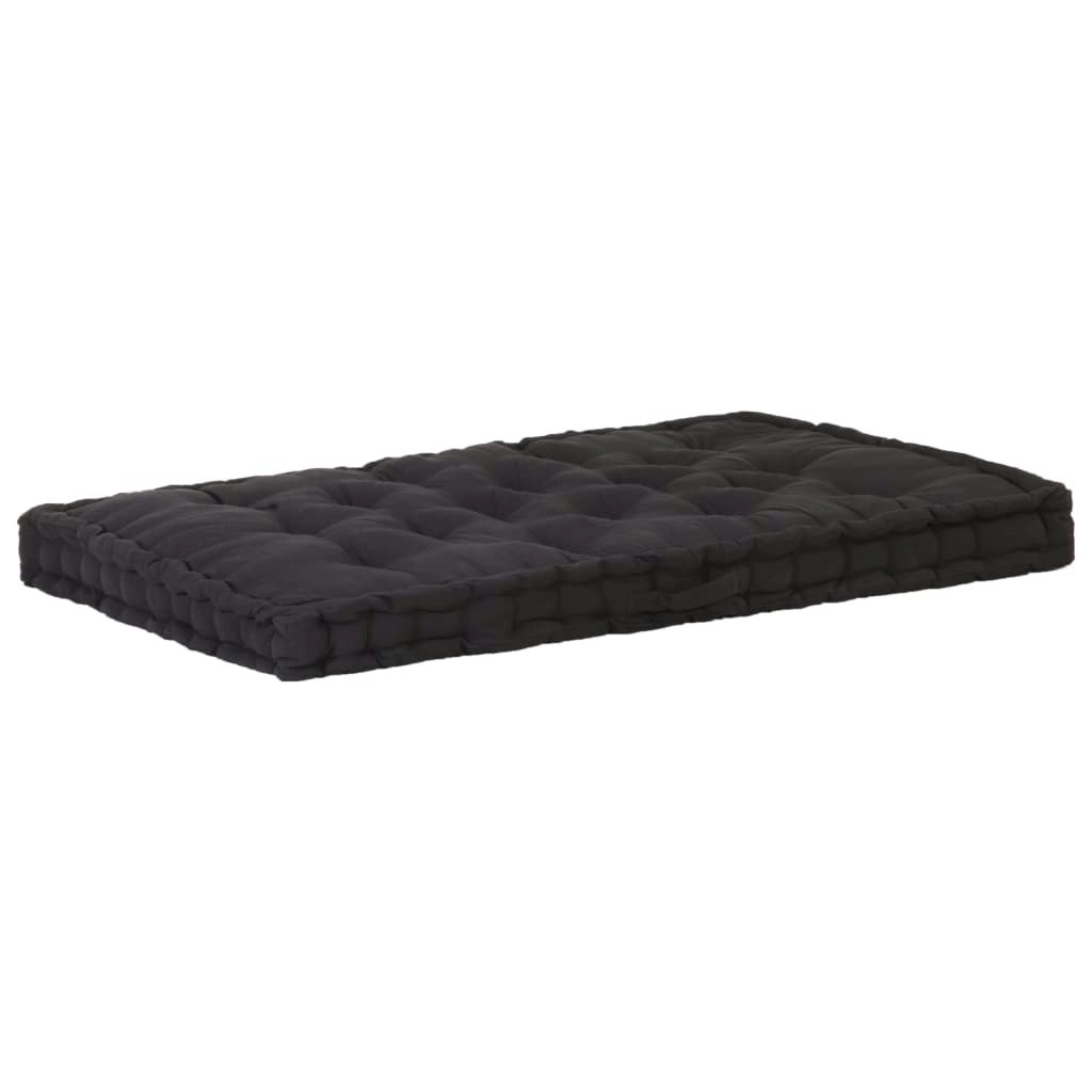 Pallet Floor Cushion Cotton 120x80x10 cm Black 48674