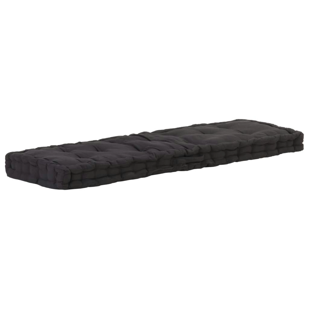 Pallet Floor Cushion Cotton 120x40x7 cm Black 48673