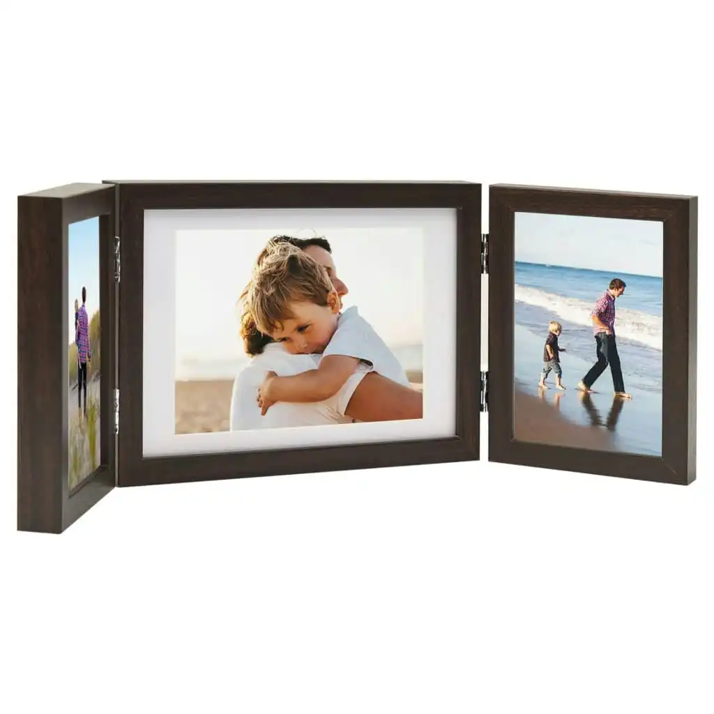 Trifold Photo Frame Collage Dark Brown 22x15 cm+2x(10x15 cm) 332750