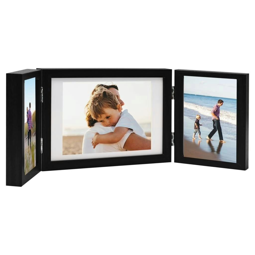 Trifold Photo Frame Collage Black 28x18 cm+2x(13x18 cm) 332755