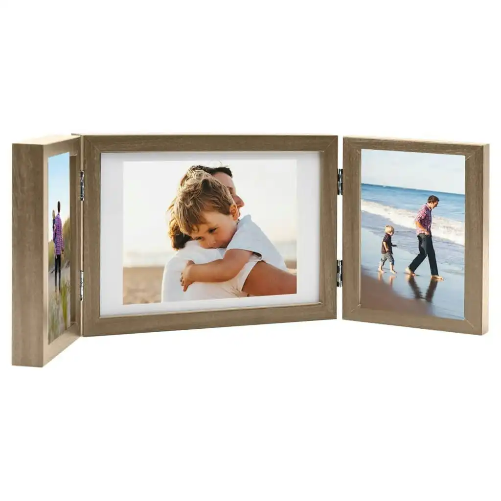 Trifold Photo Frame Collage Light Brown 28x18 cm+2x(13x18 cm) 332749