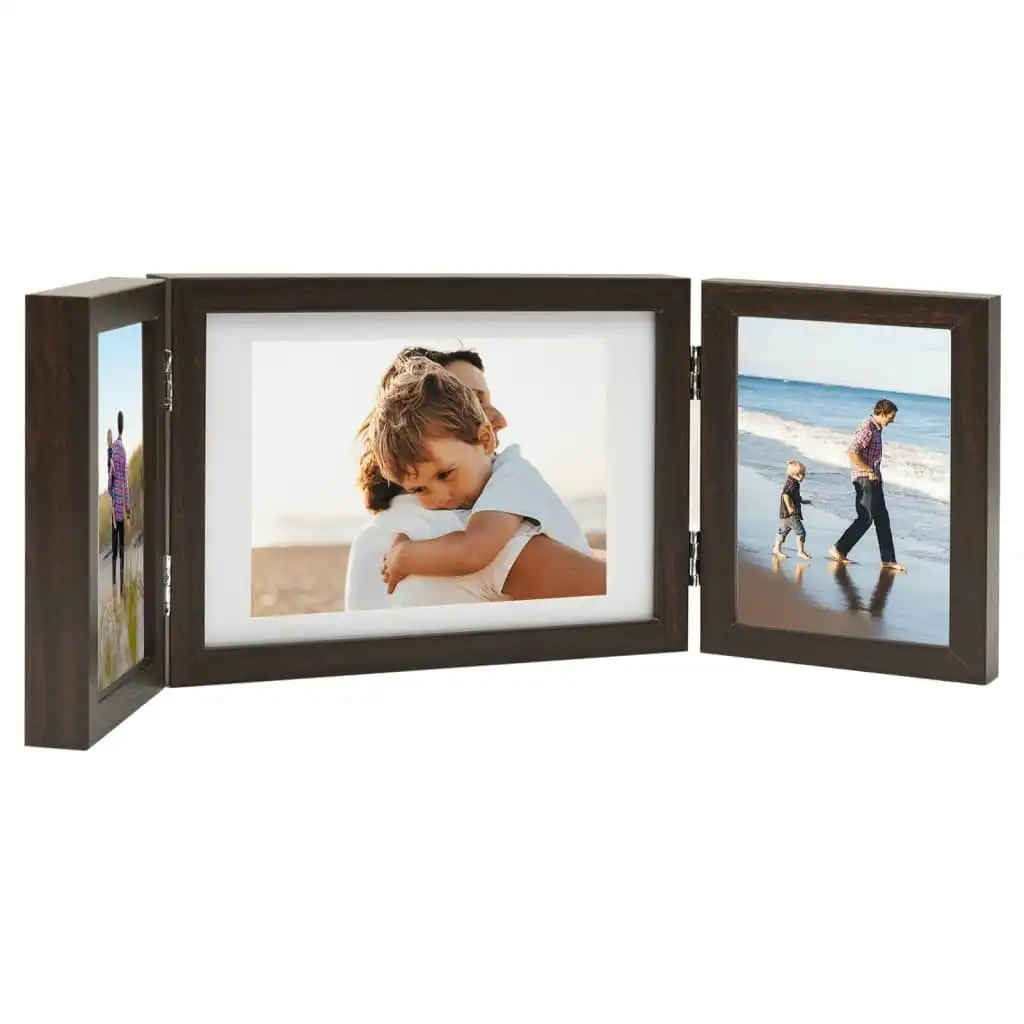 Trifold Photo Frame Collage Dark Brown 28x18 cm+2x(13x18 cm) 332751