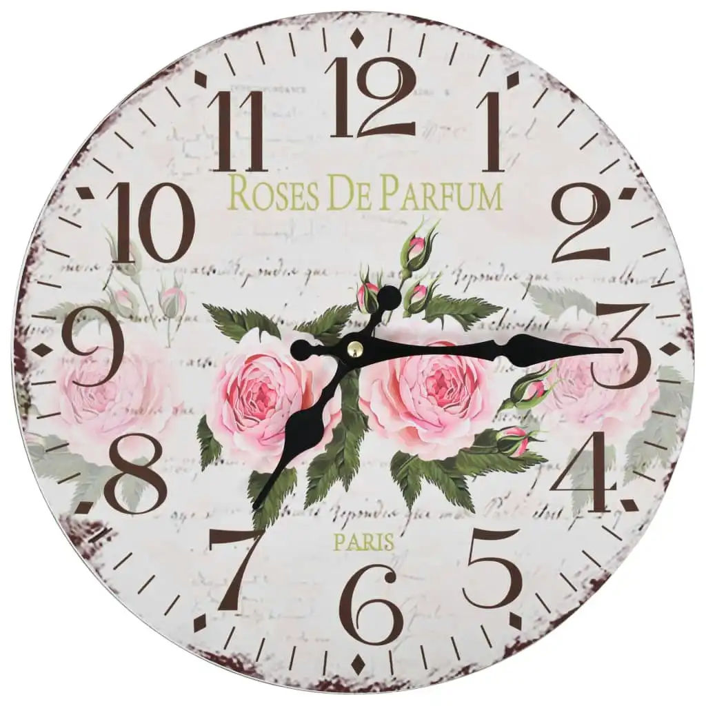 Vintage Wall Clock Flower 30 cm 50625