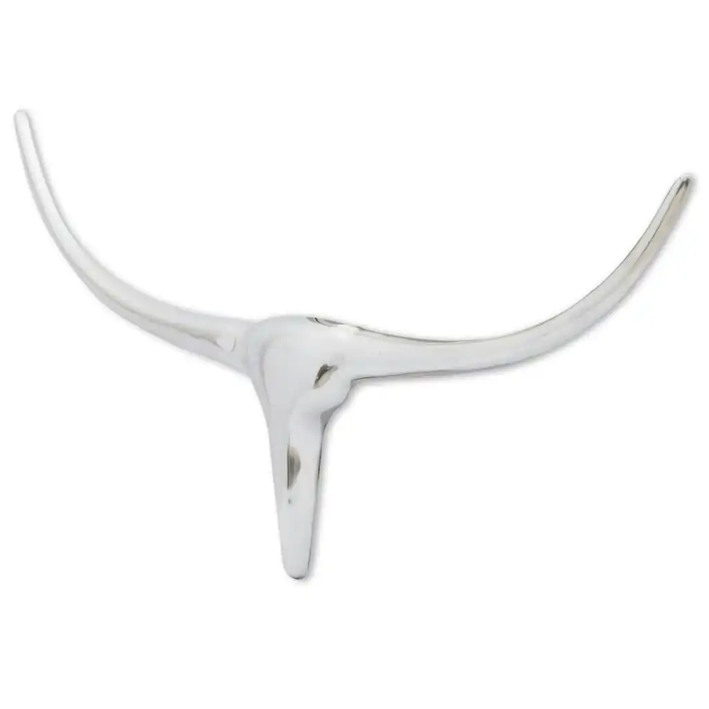 Wall Mounted Aluminium Bullâ€™s Head Decoration Silver 72 cm 242336