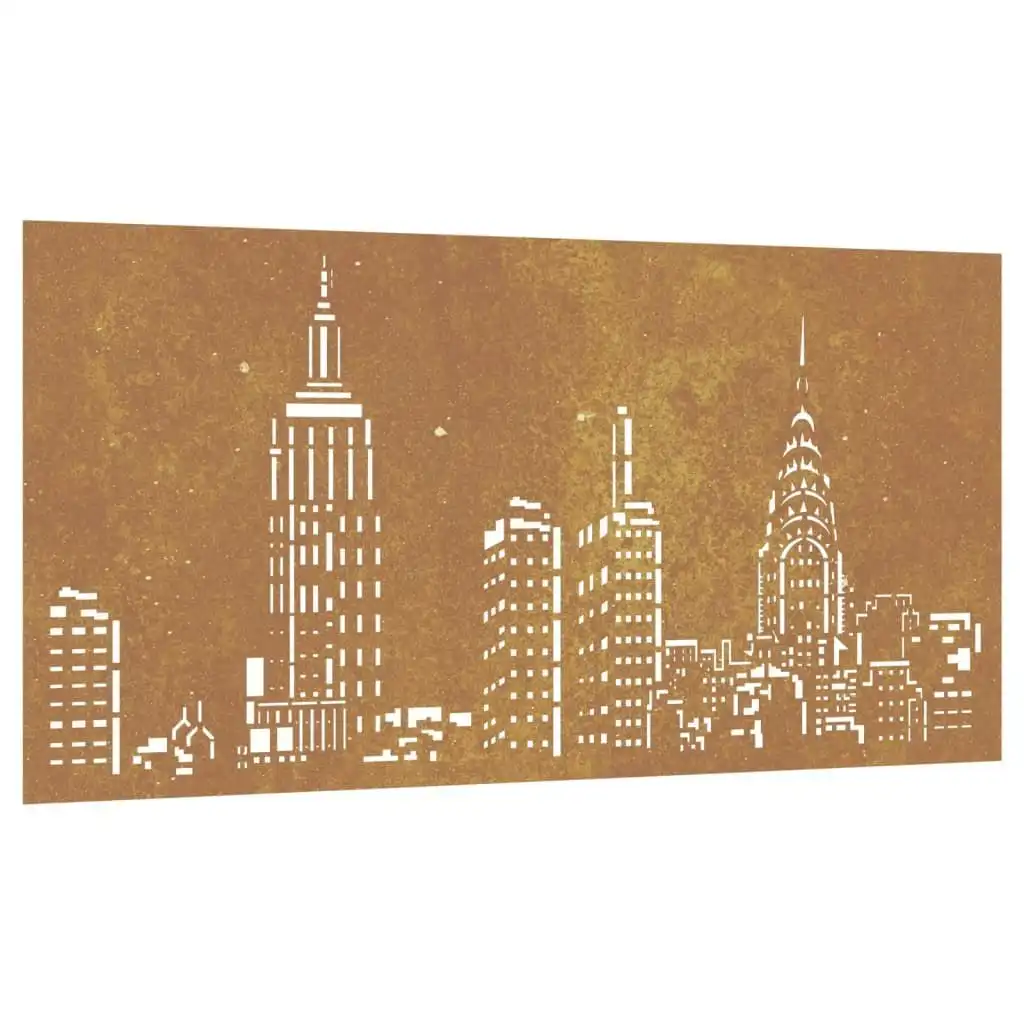 Garden Wall Decoration 105x55 cm Corten Steel Skyline Design 824497