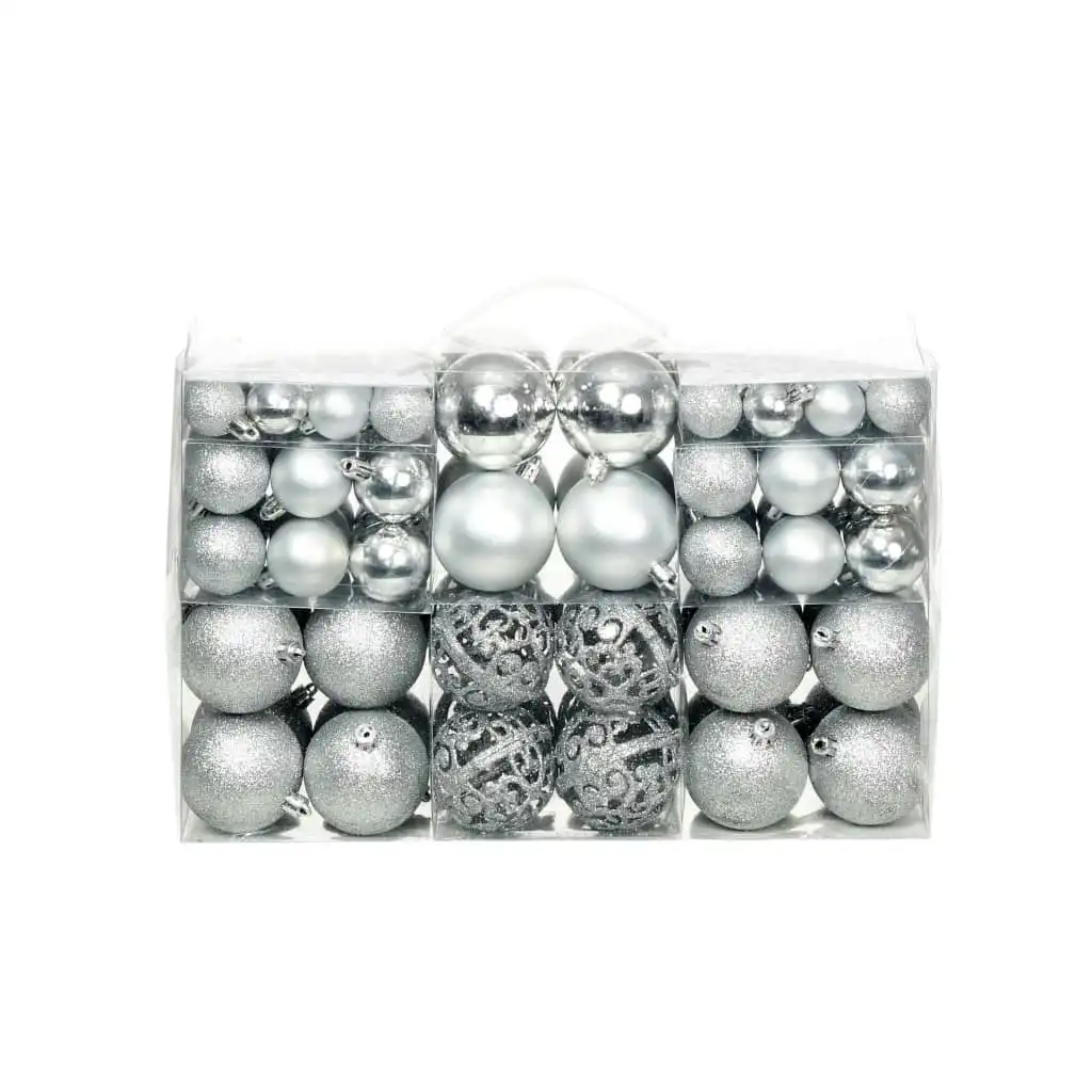 100 Piece Christmas Ball Set 3/4/6 cm Silver 245712