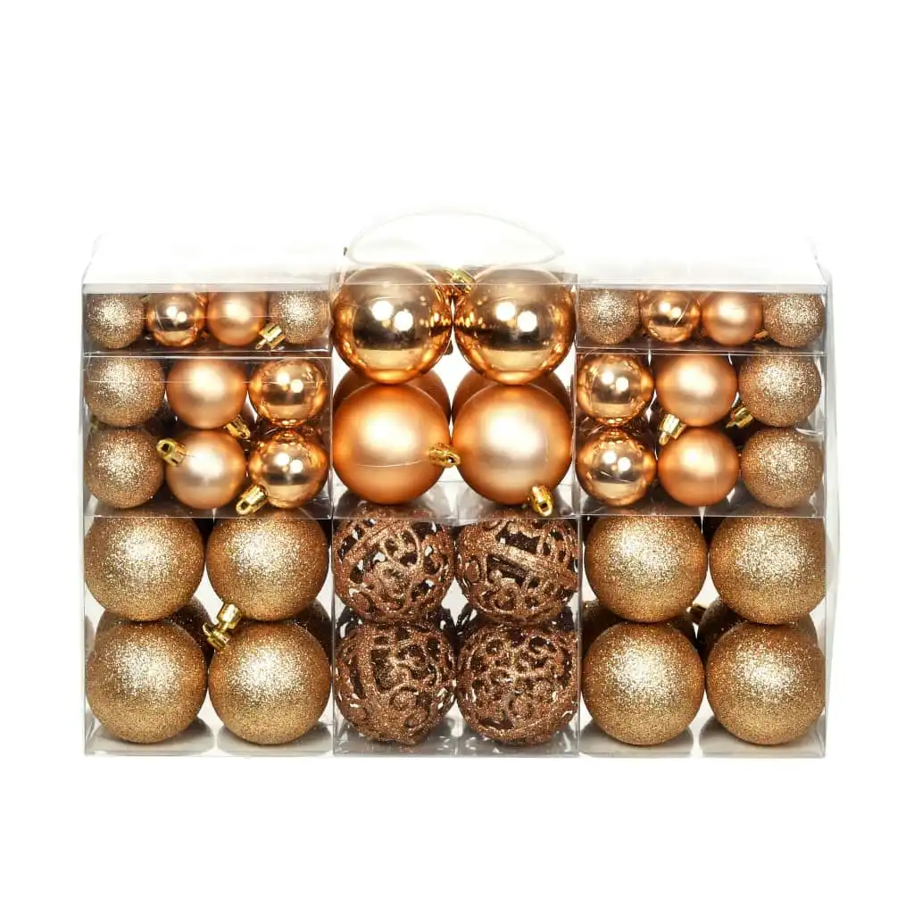 100 Piece Christmas Ball Set 3/4/6 cm Rose/Gold 245716