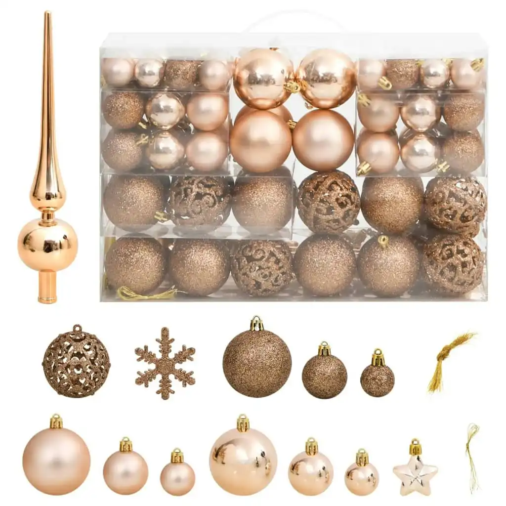 111 Piece Christmas Bauble Set Rose Gold Polystyrene 356112