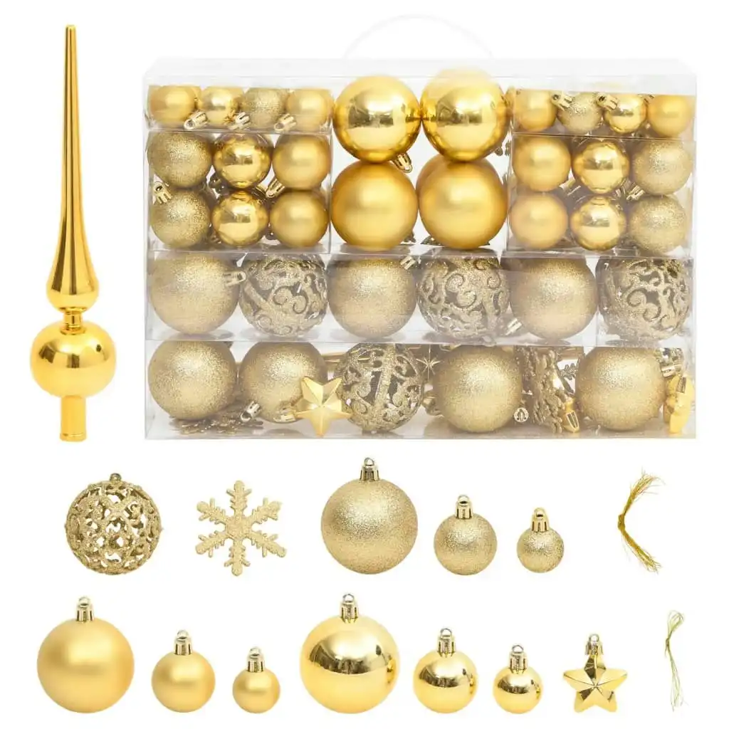 111 Piece Christmas Bauble Set Gold Polystyrene 356109