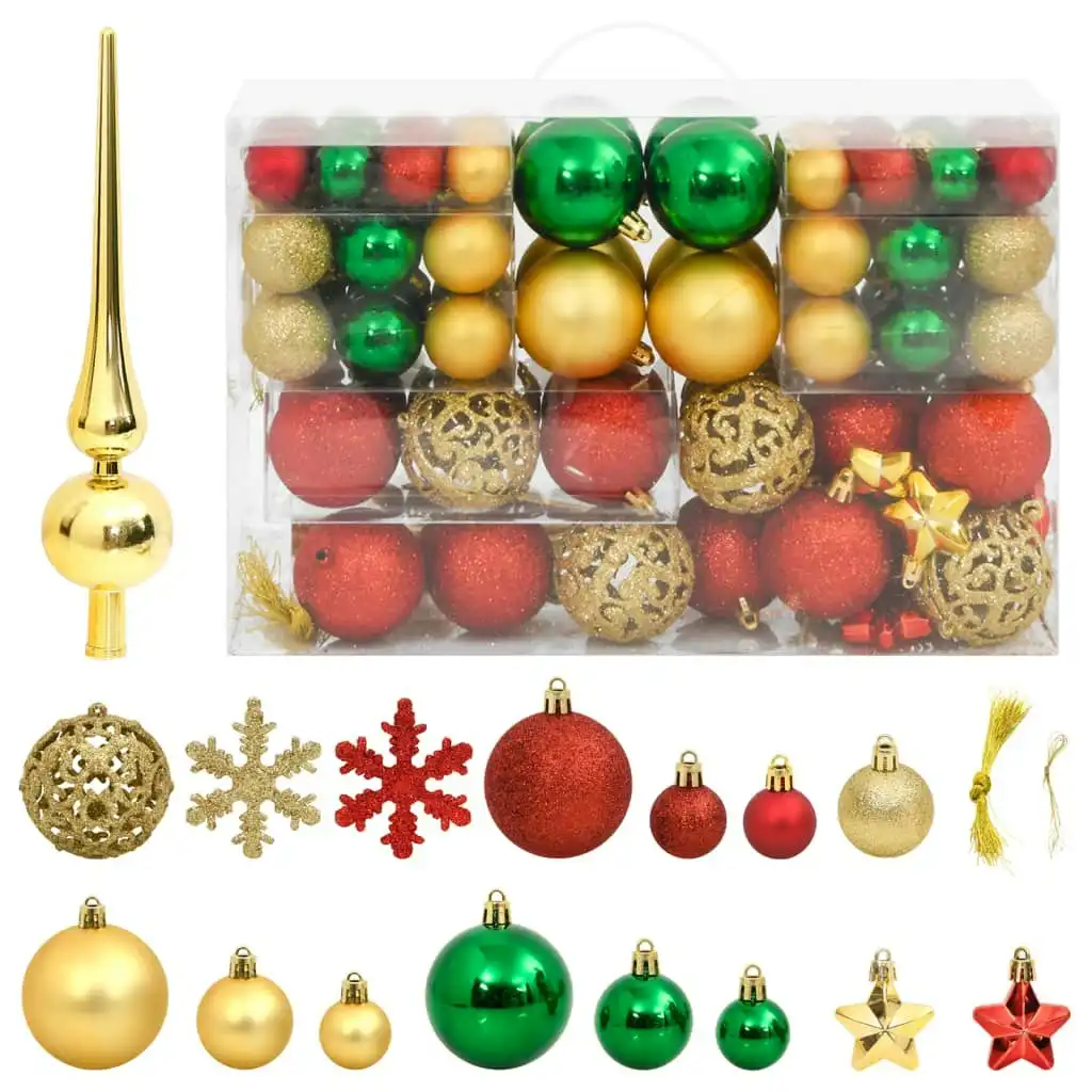 112 Piece Christmas Bauble Set Red / Green / Gold Polystyrene 356114