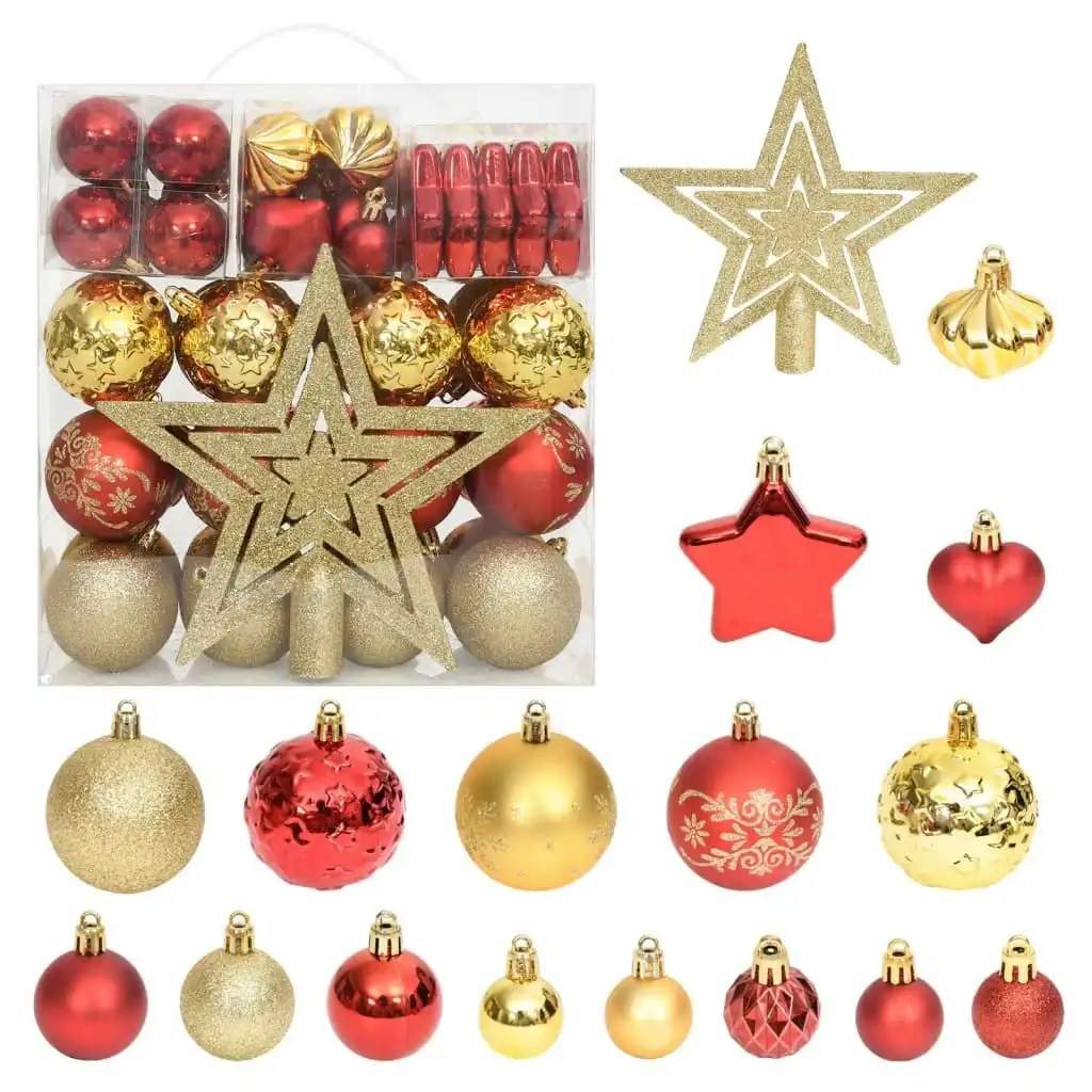 70 Piece Christmas Bauble Set Gold and Red 330088