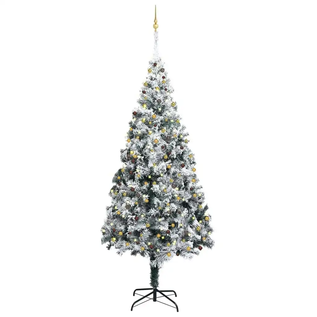 Artificial Christmas Tree LEDs&Ball Set&Flocked Snow Green 400cm 3077795