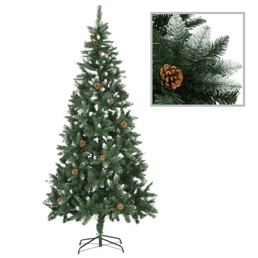 Artificial Christmas Tree with Pine Cones and White Glitter 210 cm 284319