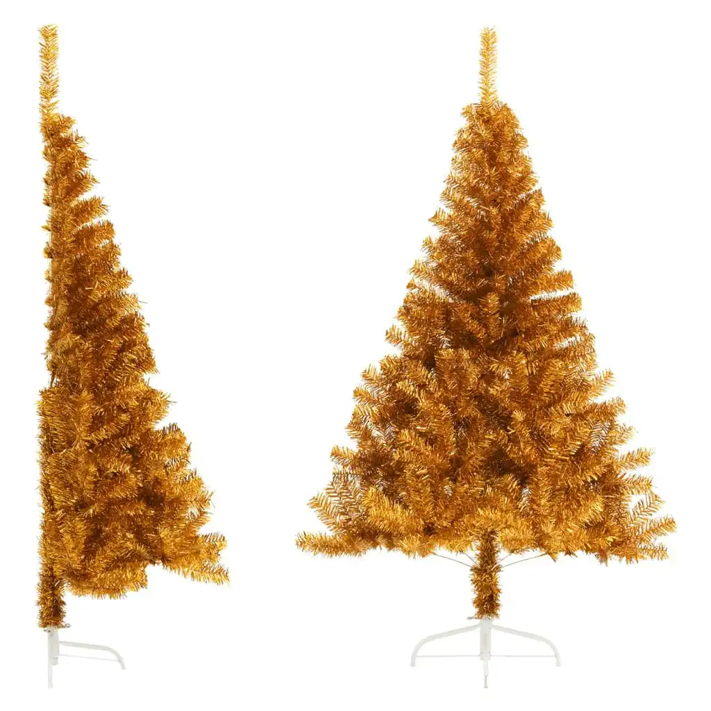 Artificial Half Christmas Tree with Stand Gold 150 cm PET 344691