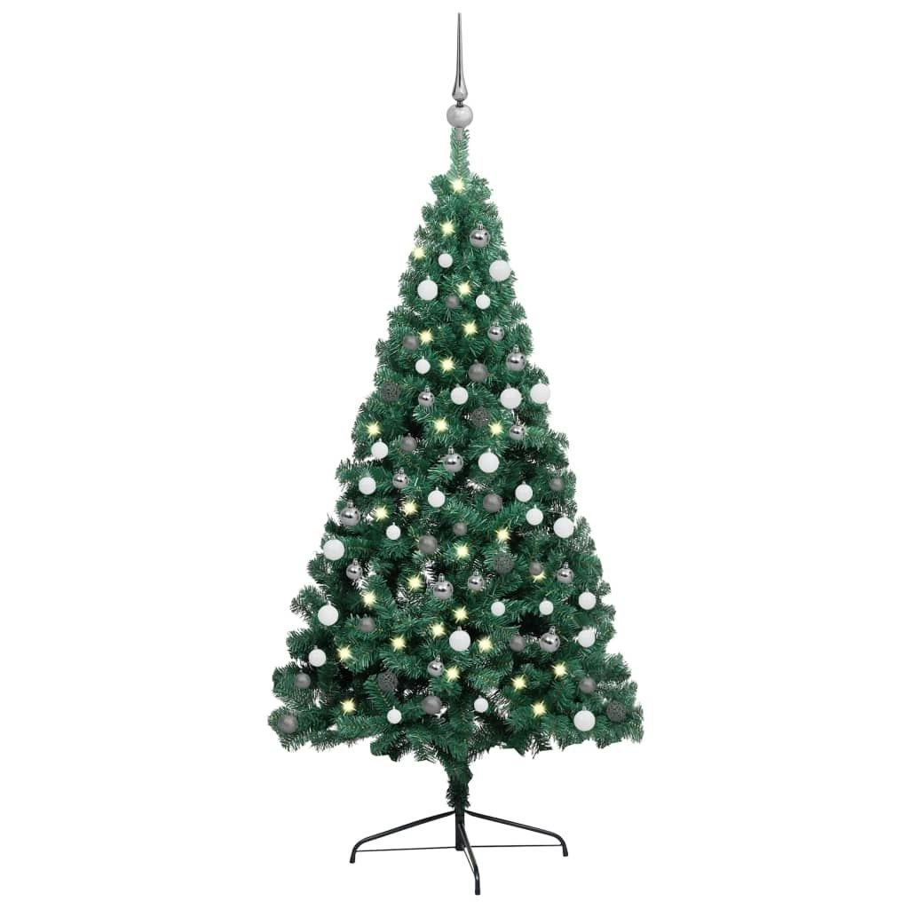 Artificial Half Pre-lit Christmas Tree with Ball Set Green 150 cm 3077650