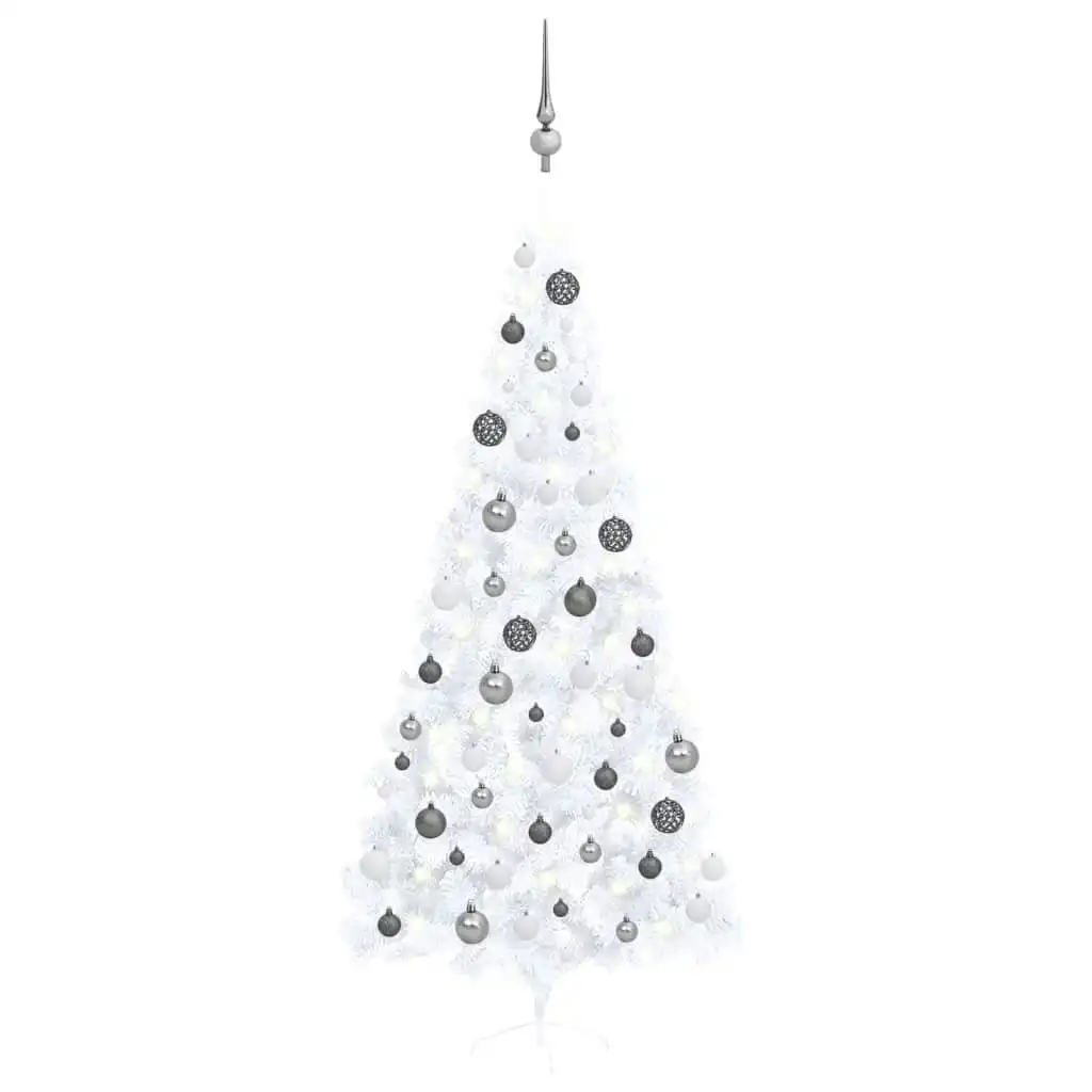 Artificial Half Pre-lit Christmas Tree with Ball Set White 240 cm 3077658