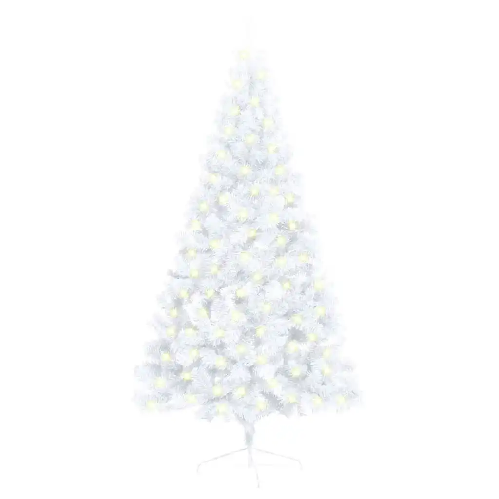 Artificial Half Pre-lit Christmas Tree with Stand White 150 cm PVC 3077397